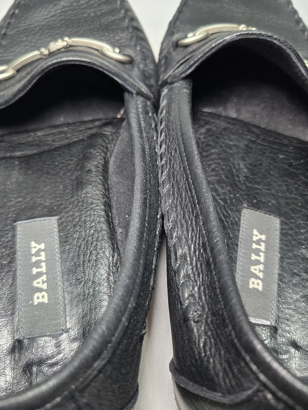Vintage Bally of Switzerland Black Deerskin Horsebit Loafers Italy Mens 8